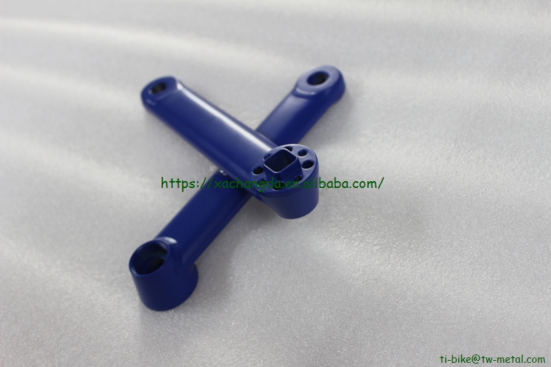 xacd made titanium bmx bike cranks in 162.5mm and baked blue color