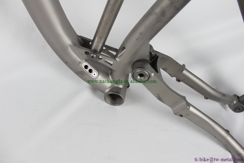 Custom Titanium Suspension Bicycle Frame with Thru Axle Dropouts