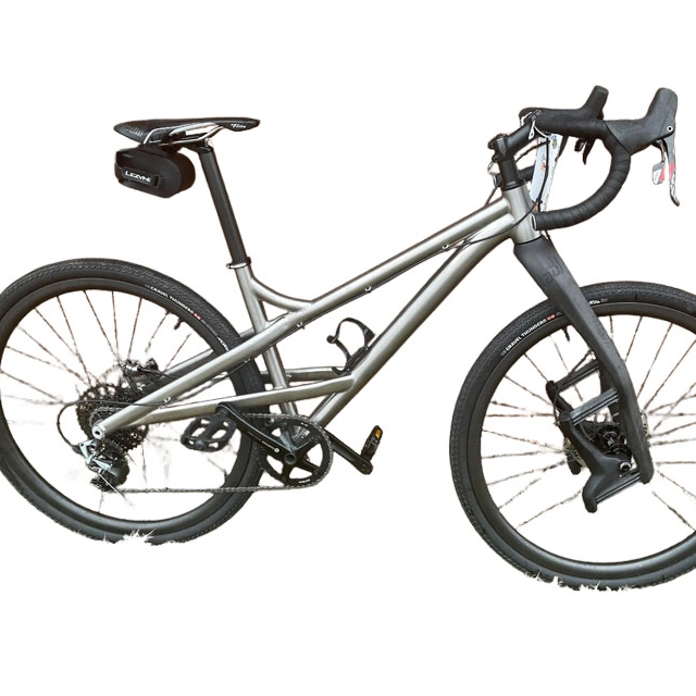 MTB bike frame with installed photo in titanium alloy