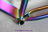 Titanium Gravel Bike Frame with Fork in Rainbow Color with Oval Down Tube Custom