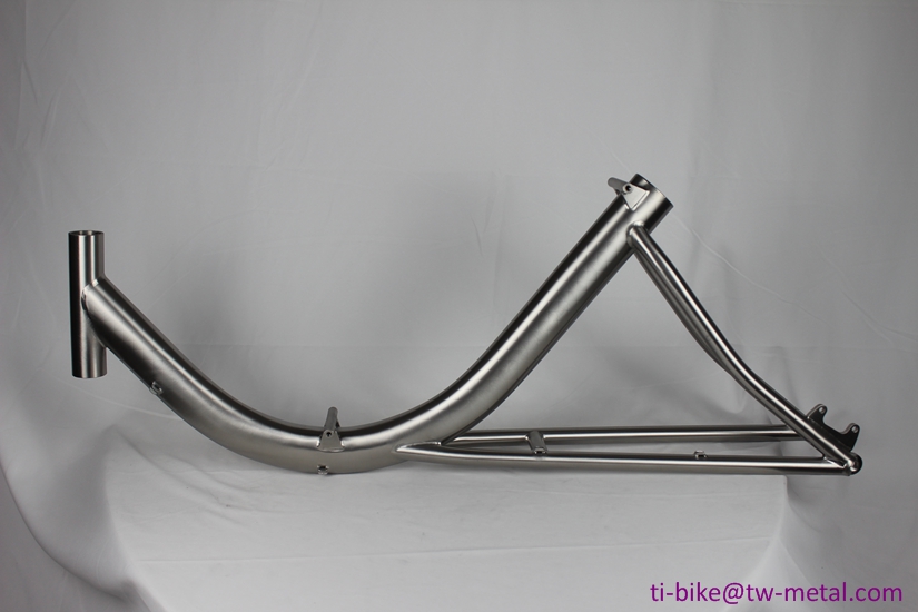 Titanium recumbent bicycle frame with brush surface