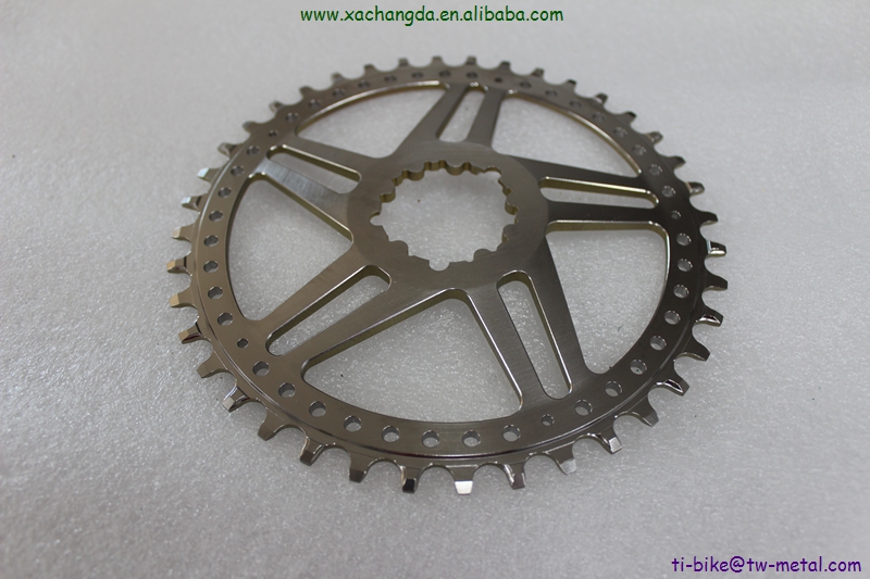 China made titanium oval shaped chain ring in 40T custom