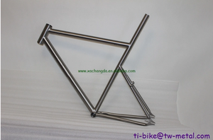 custom track bicycle frame with a long seat tube