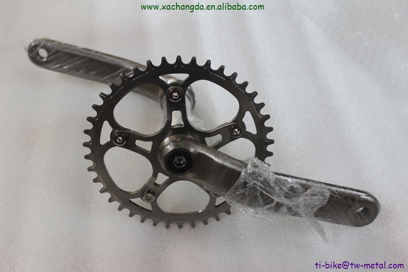 Custom Titanium Bicycle Cranks Set And Chain Rings
