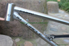 Titanium suspension bike frame with thru axle design