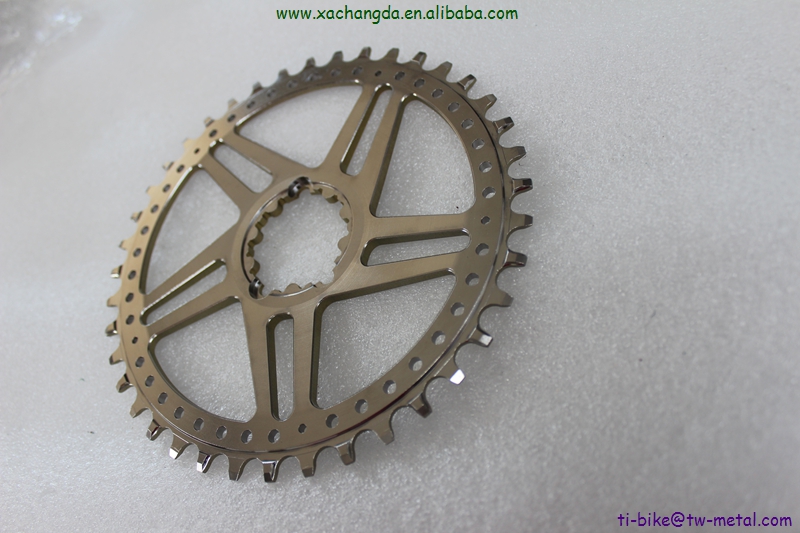 China made titanium oval shaped chain ring in 40T custom
