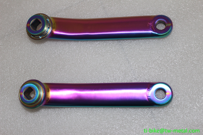 Chinese made titanium bike crank set / spider / locking with rainbow color