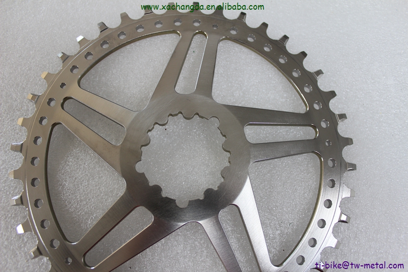 China made titanium oval shaped chain ring in 40T custom