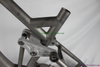 custom titanium suspension bicycle frame with tapered head tube and thru axle dropouts