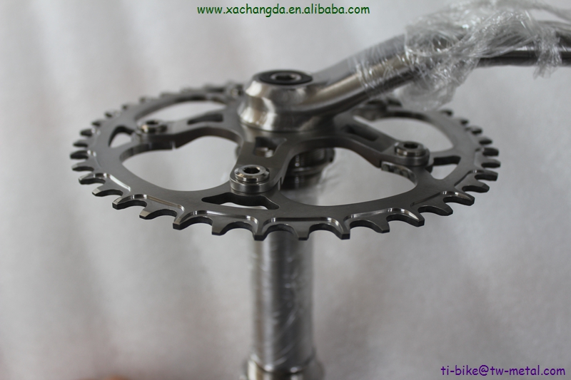 Custom Titanium Bicycle Cranks Set And Chain Rings