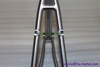 custom track bicycle frame with a long seat tube
