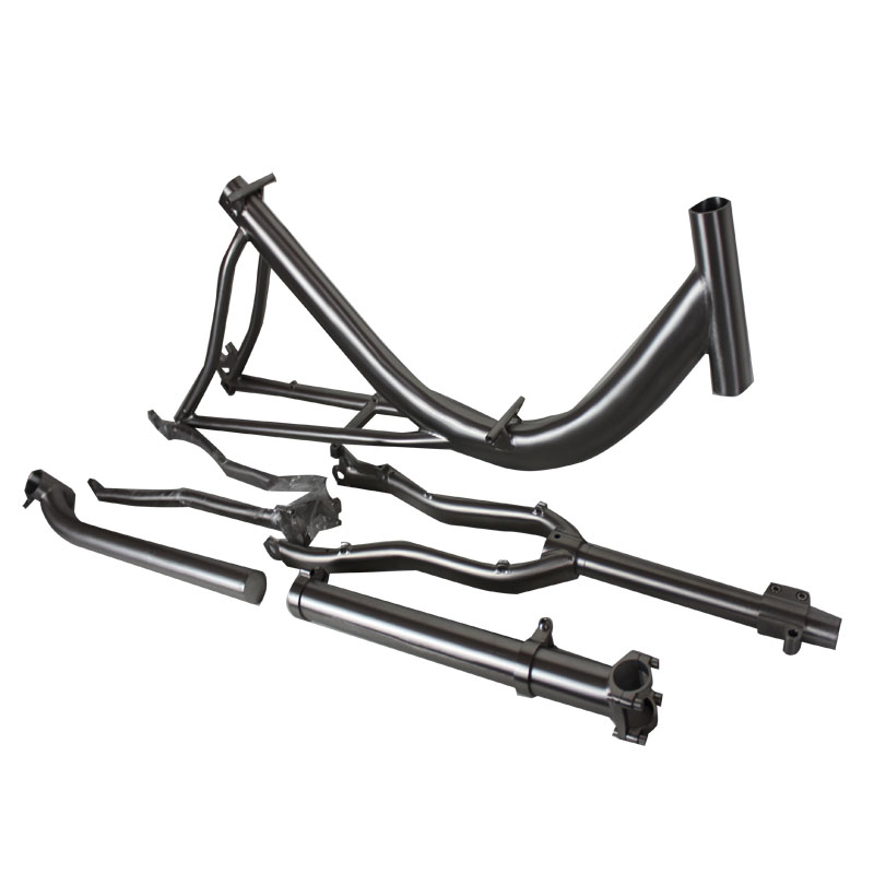 xacd made titanium recumbent bicycle frame with thru axle design