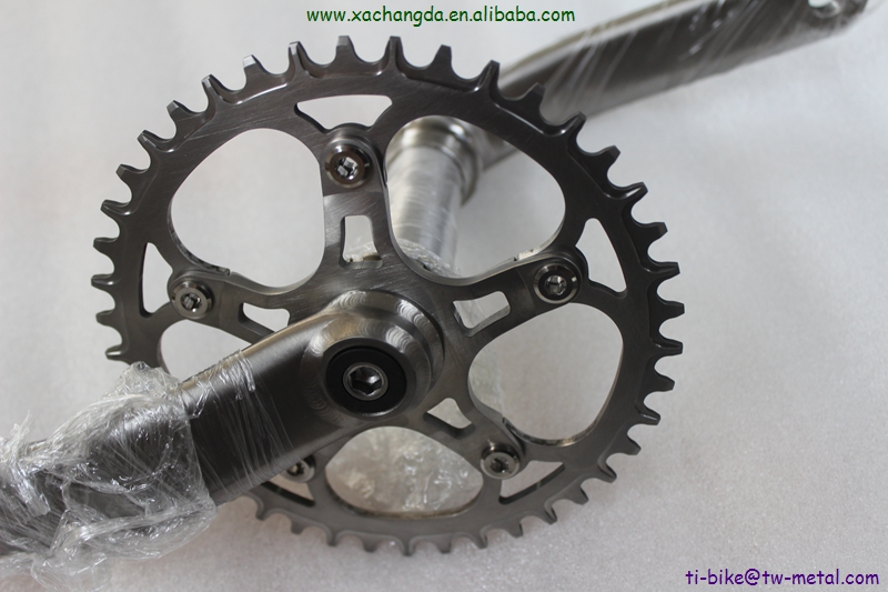 Custom Titanium Bicycle Cranks Set And Chain Rings