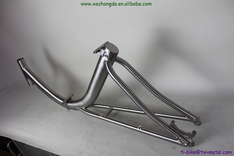 xacd made titanium recumbent bicycle frame with thru axle design
