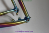 Titanium Gravel Bike Frame with Fork in Rainbow Color with Oval Down Tube Custom