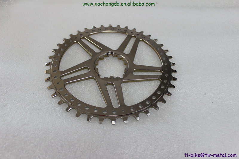China made titanium oval shaped chain ring in 40T custom