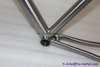 custom track bicycle frame with a long seat tube