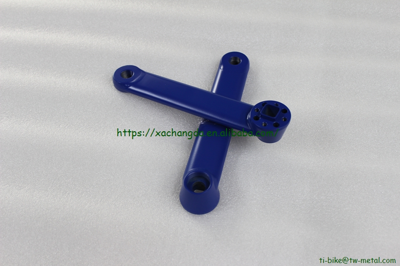 xacd made titanium bmx bike cranks in 162.5mm and baked blue color