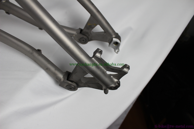 Custom Titanium Suspension Bicycle Frame with Thru Axle Dropouts