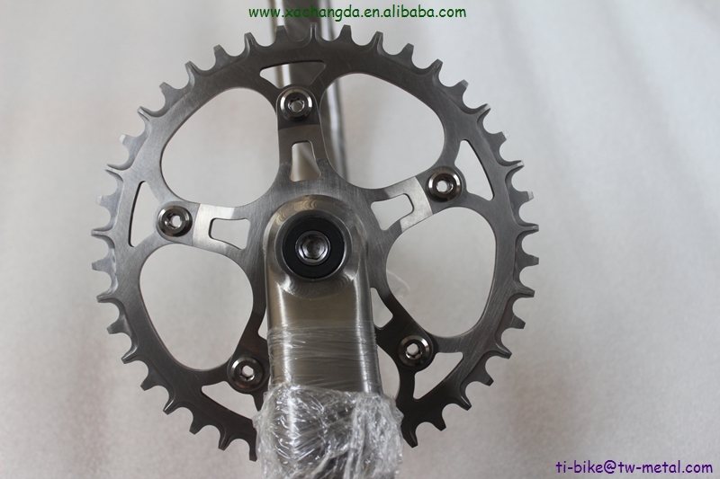 Custom Titanium Bicycle Cranks Set And Chain Rings
