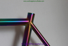 Titanium Gravel Bike Frame with Fork in Rainbow Color with Oval Down Tube Custom